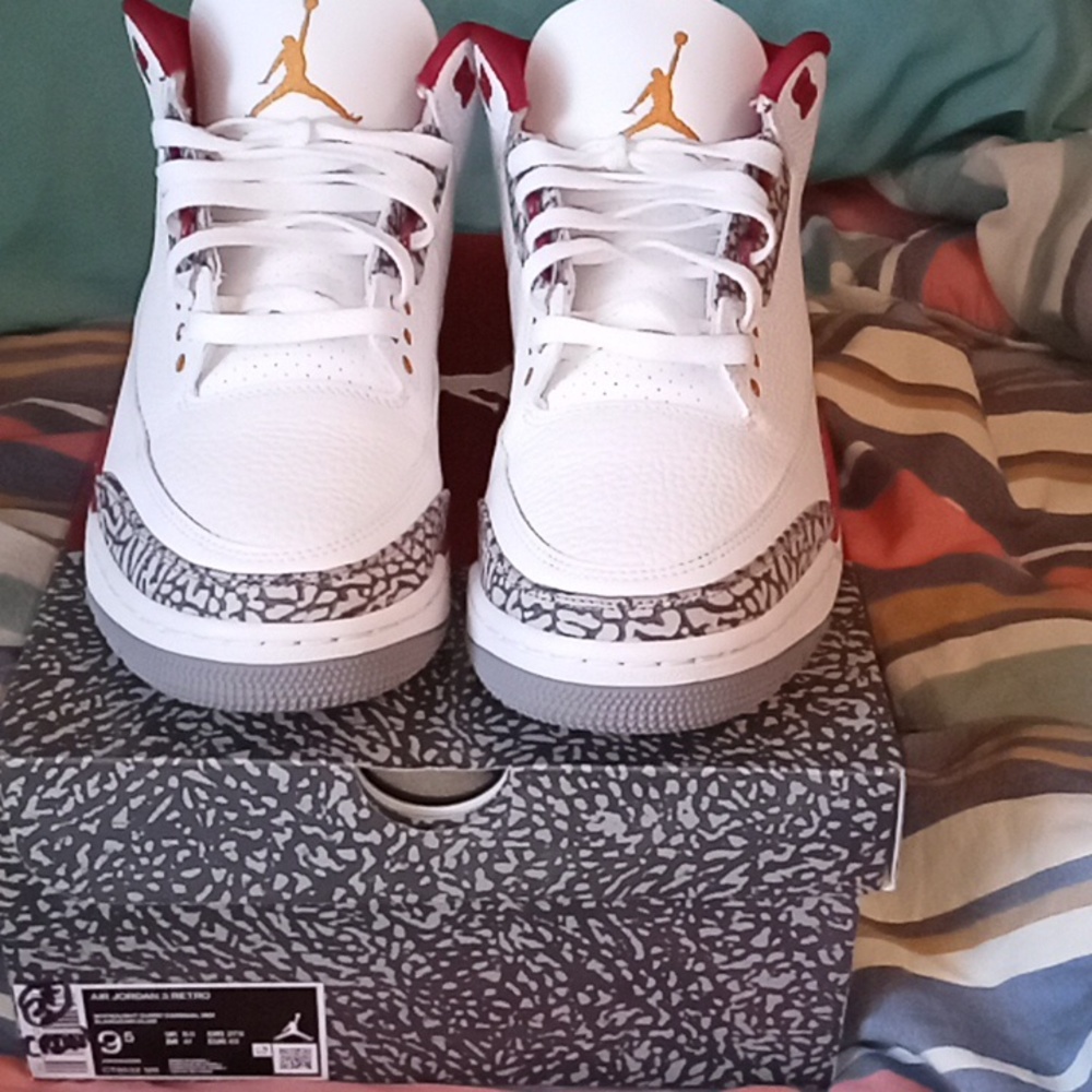 Jordan 3 Cardinal red worn 2x all og everything prestine condition 🔥🔥🔥